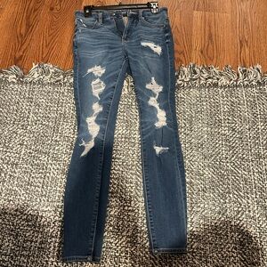 blue american eagle ripped jeans skinny